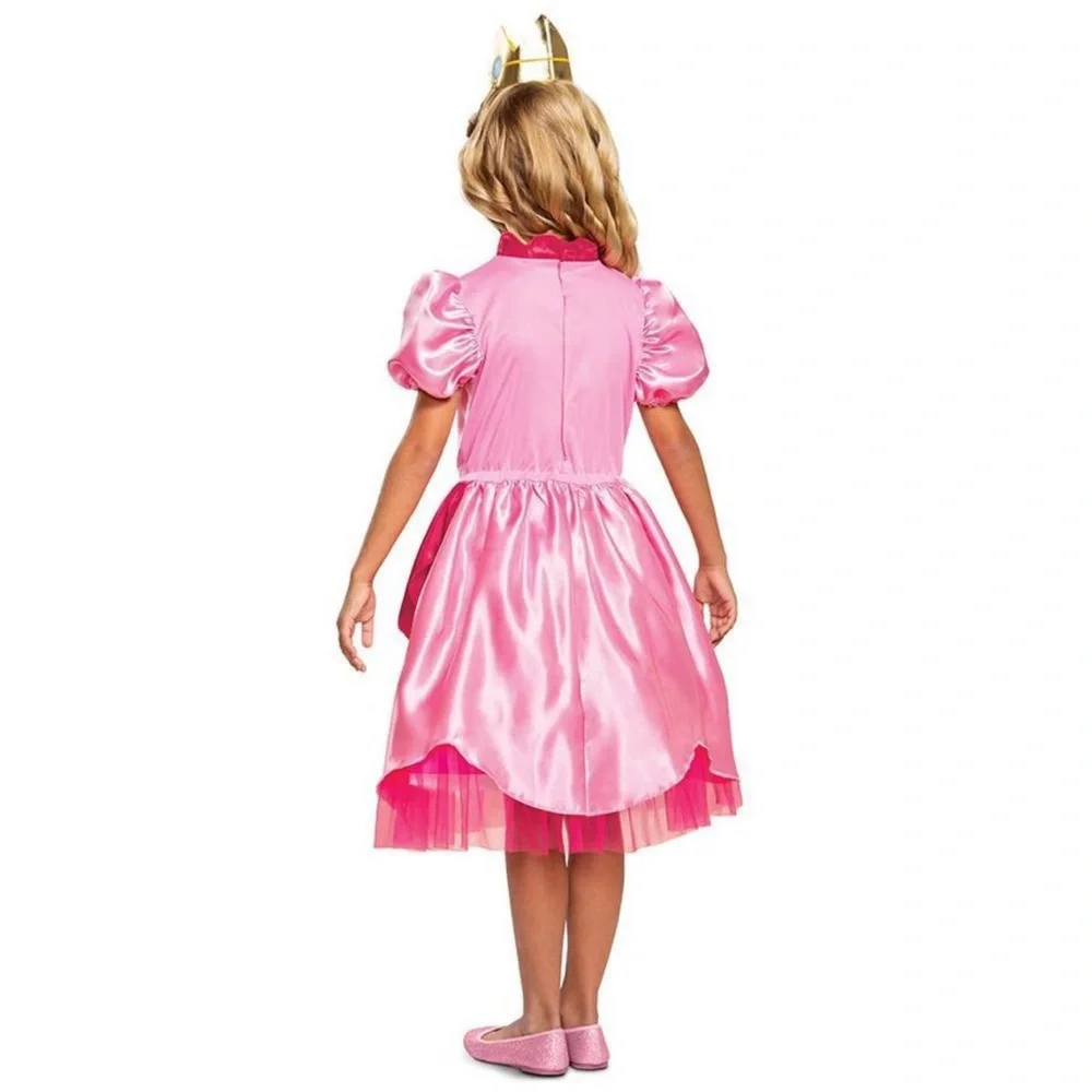 Kids' Super Mario Princess Peach Halloween Costume Dress with Headpiece 4-6X - Picture 2 of 4